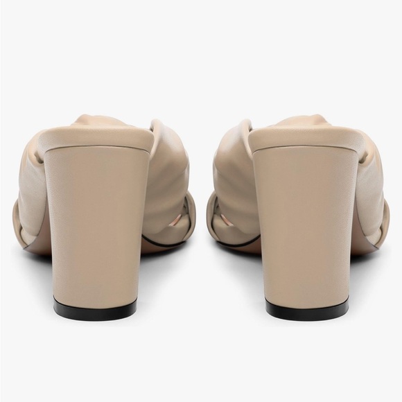 Puffy Knot Square Toe Slip On Heeled Sandal - Picture 4 of 5